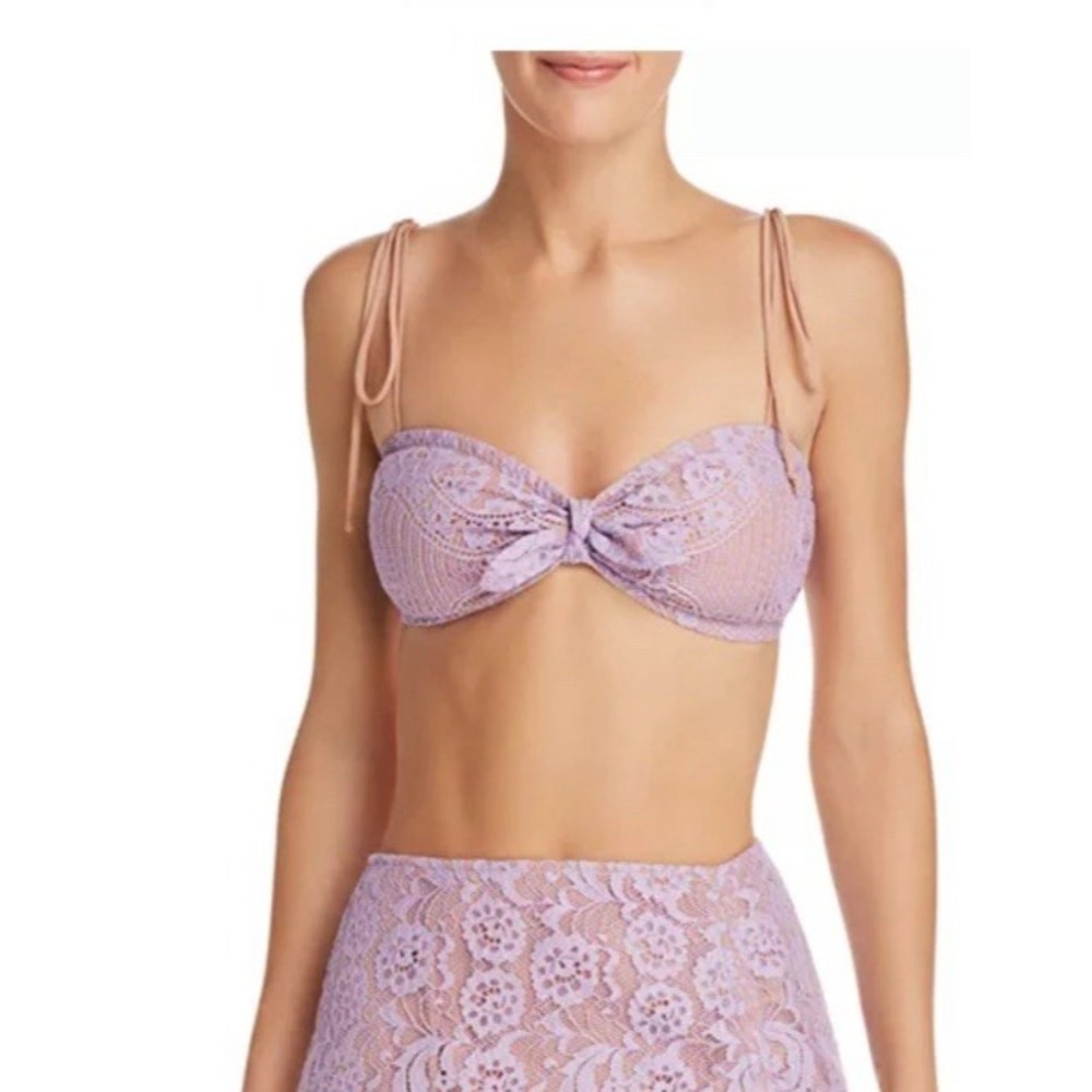 For Love‎ & Lemons Valentina Lace Bra Top XS  Purple Festival Boho Coquette Bow